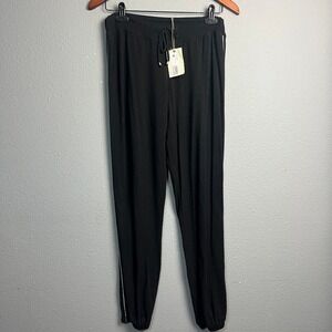 NWT Johnny Was Calme Relaxed Knit Jogger Pants XS Black Drawstring Soft Stretch